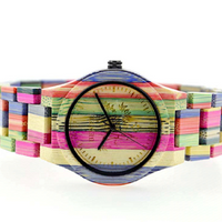 Colored Bamboo Wood Carving Couple Watch