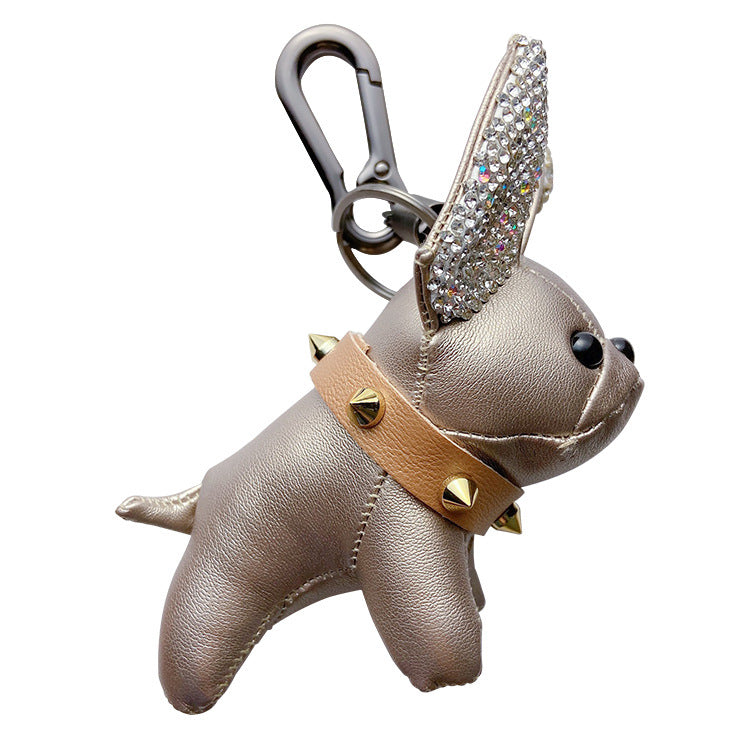 Creative Leather Diamond Dog Keychain