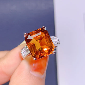 Large Grain Natural Citrine Ring