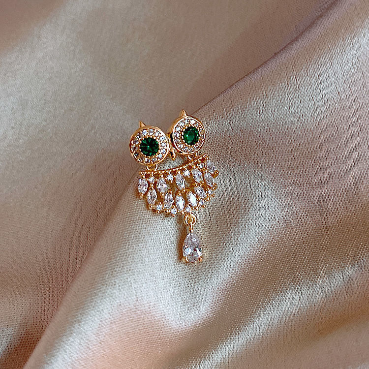 Owl Imitation Crystal Brooch Personalized Cardigan Pin