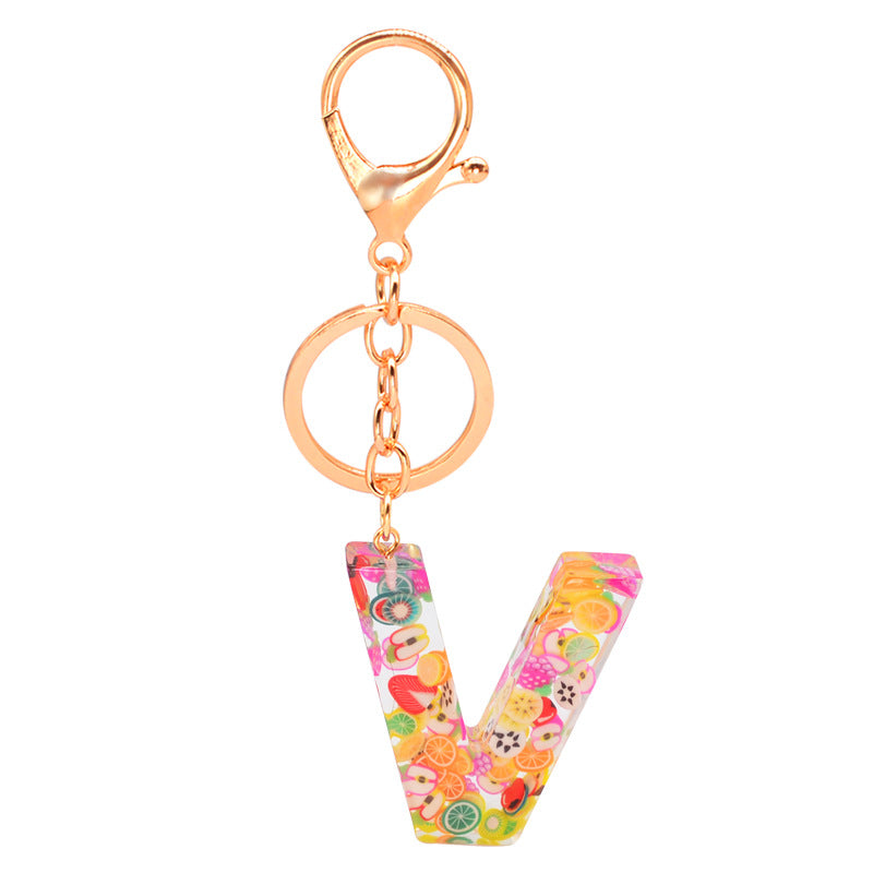 Resin 26 English letters keychain