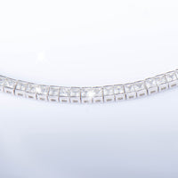 Sterling Silver Bracelet With Square Diamonds And Electroplated Real Gold