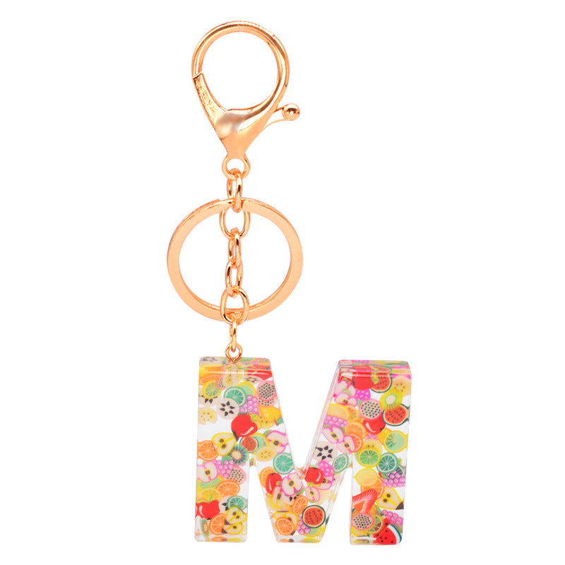 Resin 26 English letters keychain