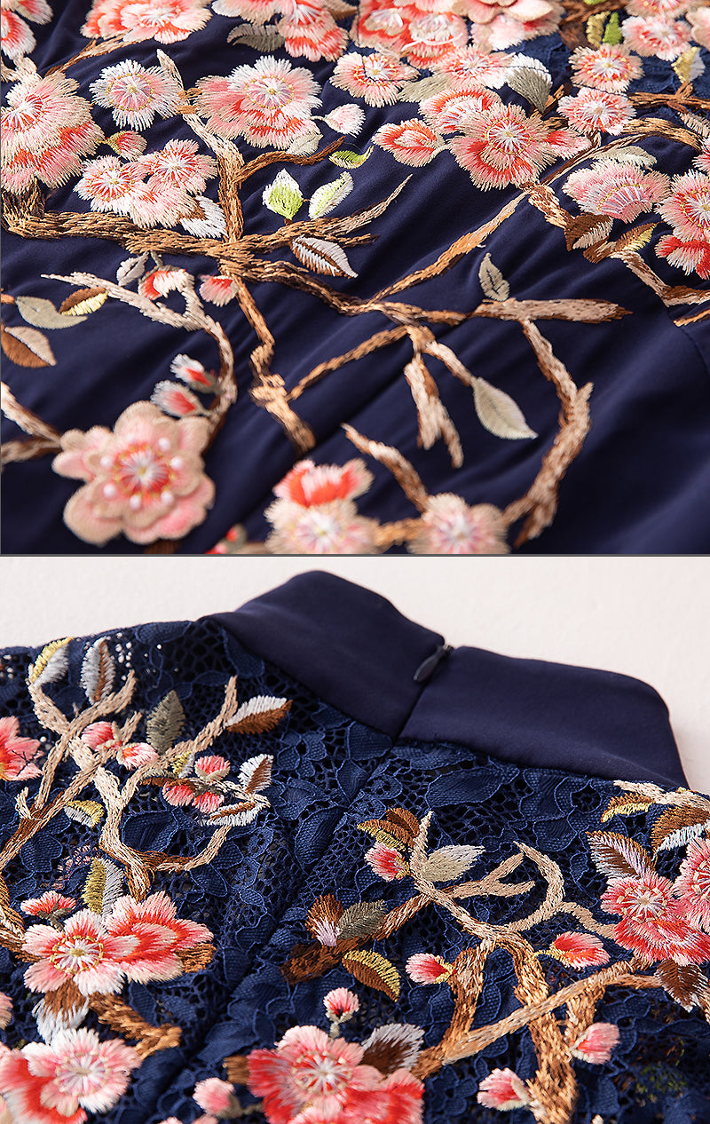 Dignified And Elegant Chinese Style Embroidered Flower Dress