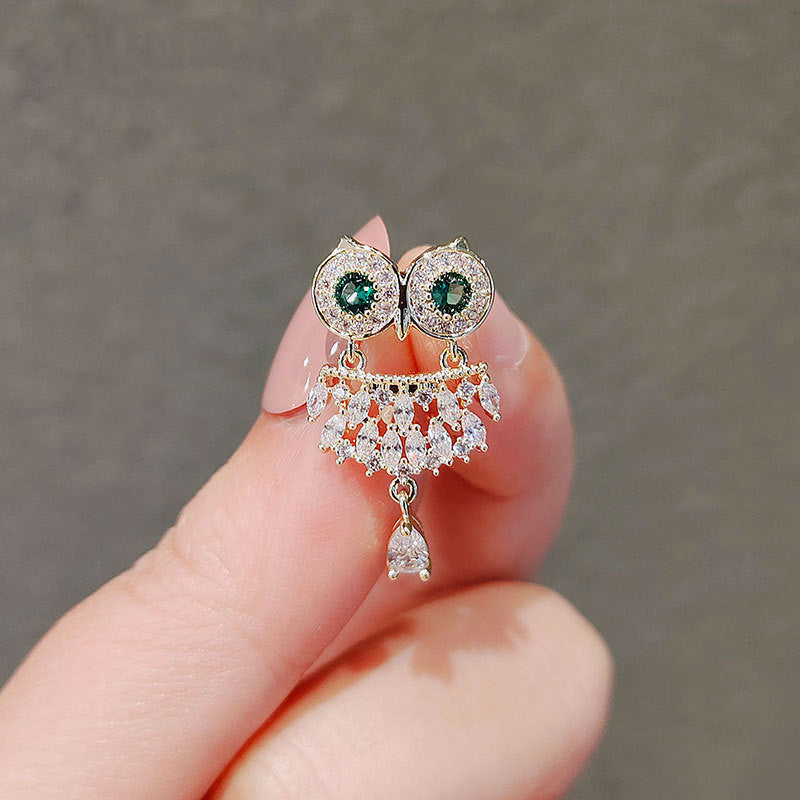 Owl Imitation Crystal Brooch Personalized Cardigan Pin