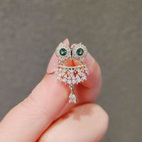 Owl Imitation Crystal Brooch Personalized Cardigan Pin