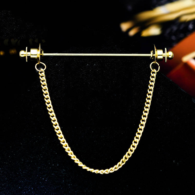 Men's Shirt Metal Chain Tassel Pin